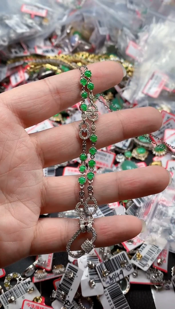 银S925镶嵌戒指翡翠天然A货缅甸翡翠