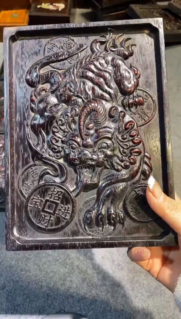 木紫檀拆件雕刻板以直播间实物为准微瑕老物件