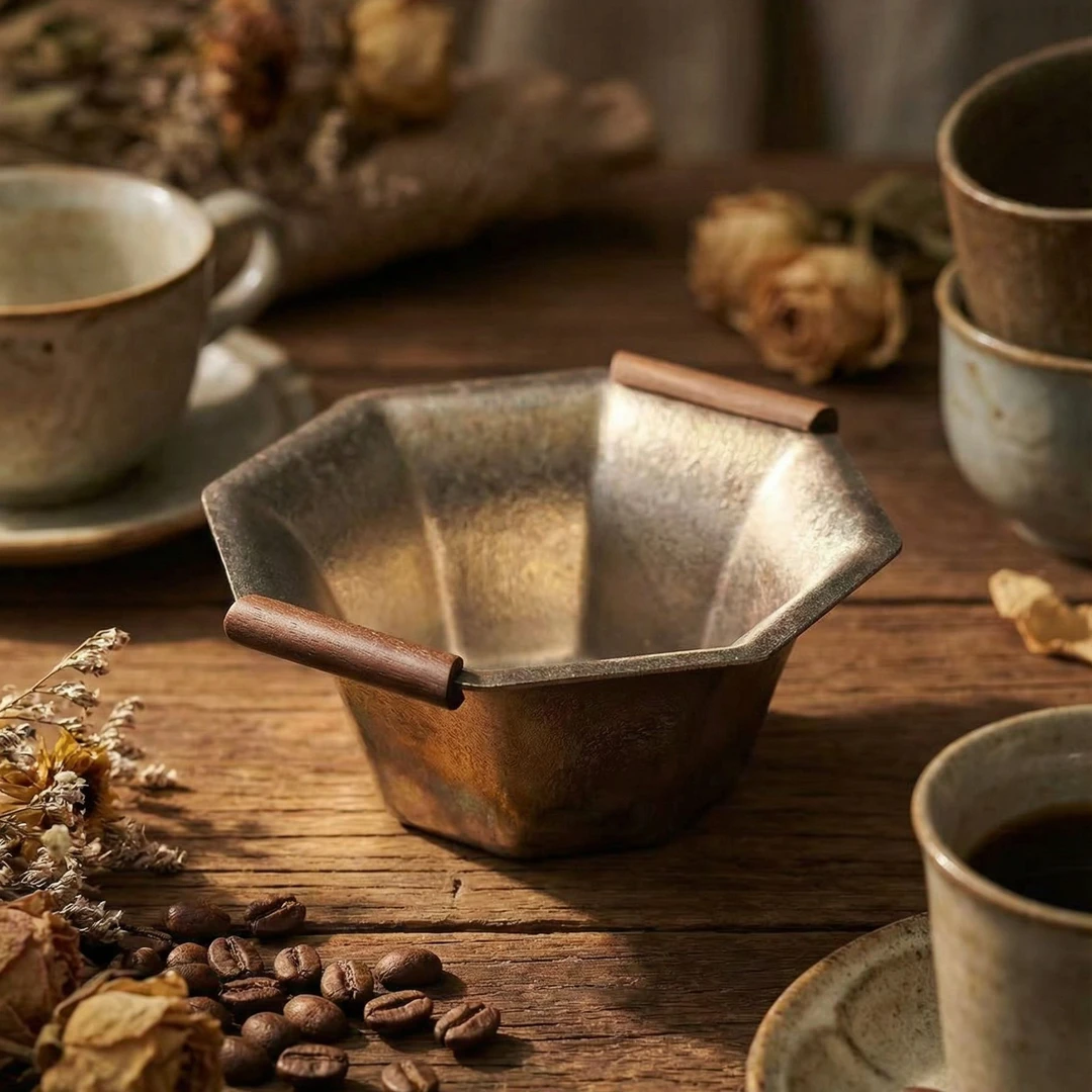 【微瑕】八方来财鎏银碎纹钛茶漏