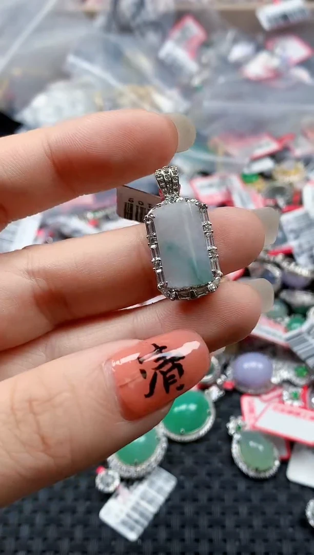 银S925镶嵌戒指翡翠天然A货缅甸翡翠