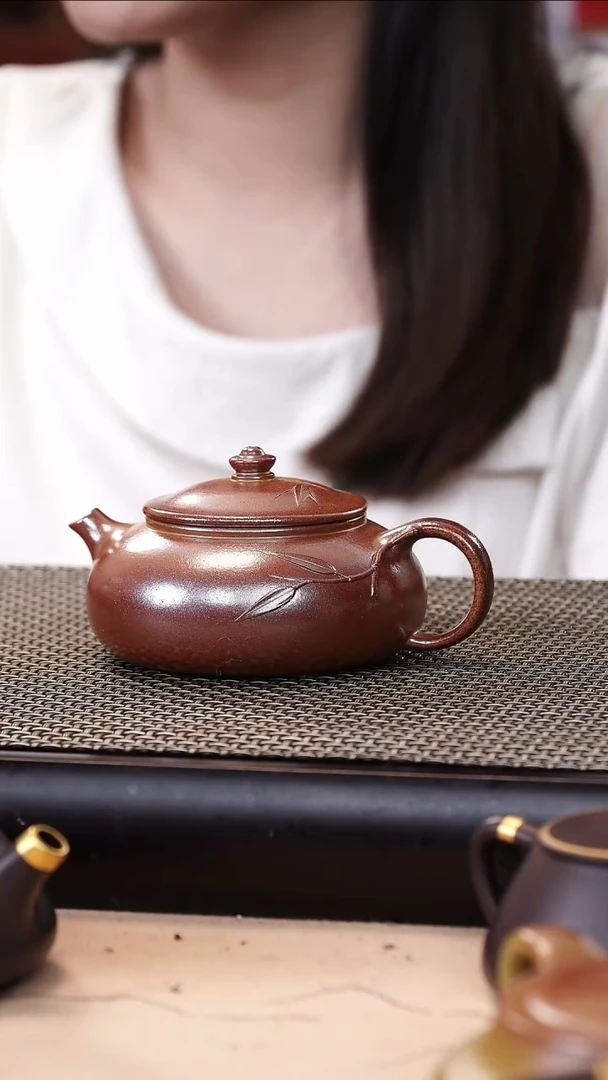 茶壶紫砂高温段泥火云烧贴叶寒江170cc