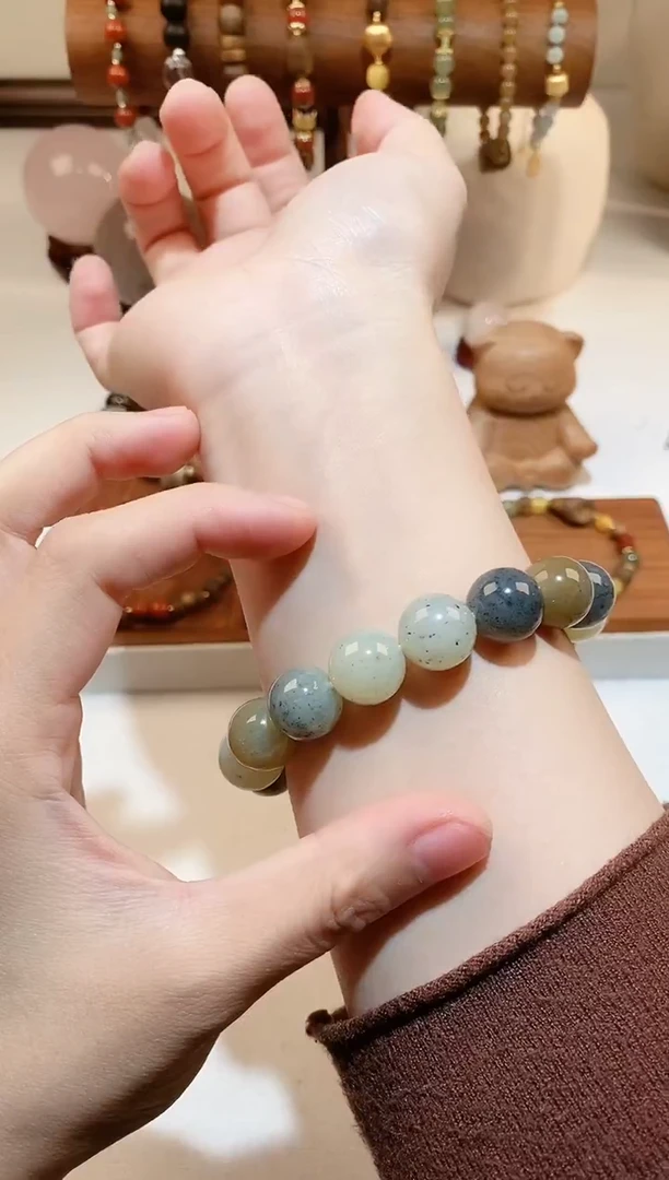未镶嵌手链和田玉青花多宝手串 13 多样性发一
