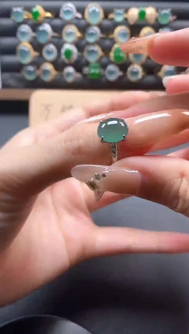 银S925镶嵌戒指翡翠51511