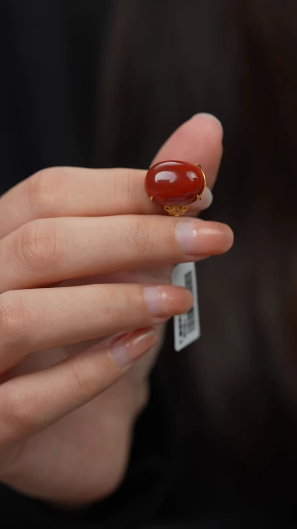 18K金镶嵌D42（多样性发一件）南红玛瑙戒指