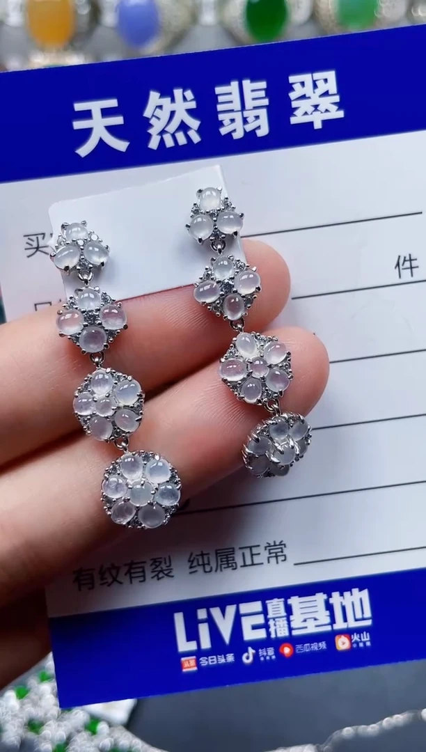 银S925镶嵌翡翠耳饰135