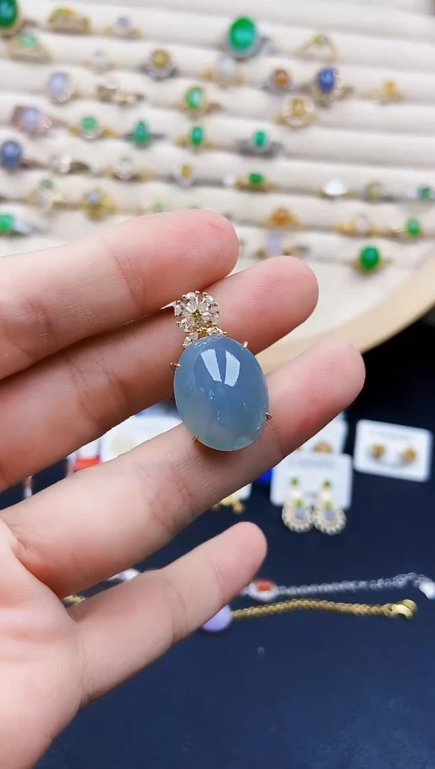 翡翠银S925镶嵌颈饰2