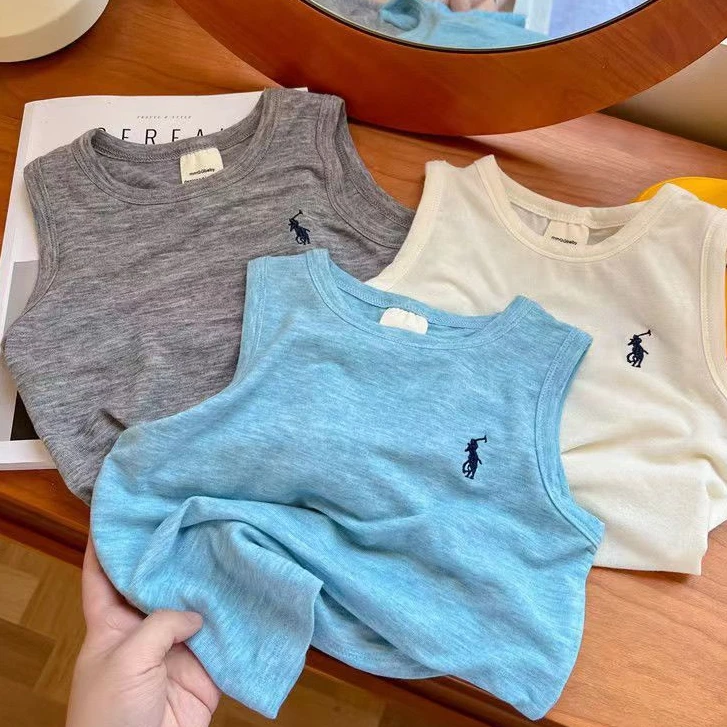 Q弹~男童背心纯色面膜T恤无袖衫夏季宝宝打底衫新款儿童背心褂子