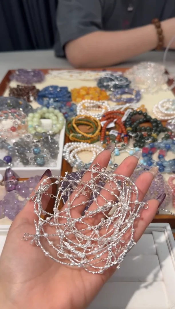 【闪购商品】淡水珍珠手绳银S925镶嵌J004珍珠碎银蝴蝶结款