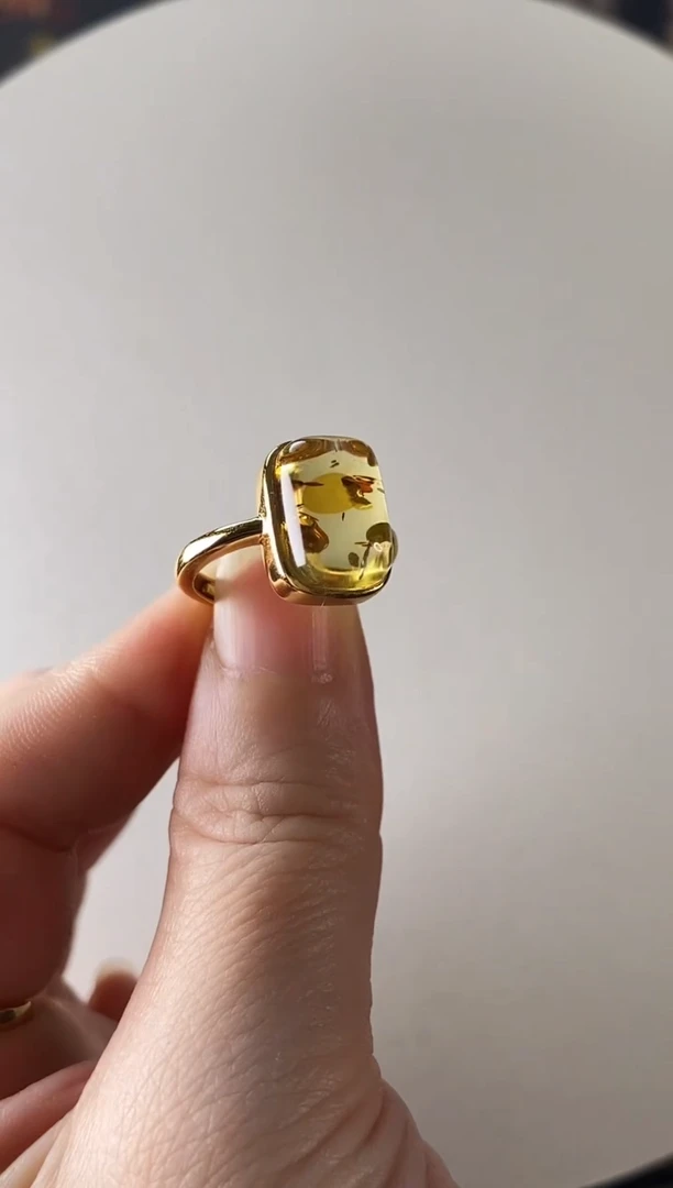 【闪购商品】琥珀银S925镶嵌戒指花珀戒指