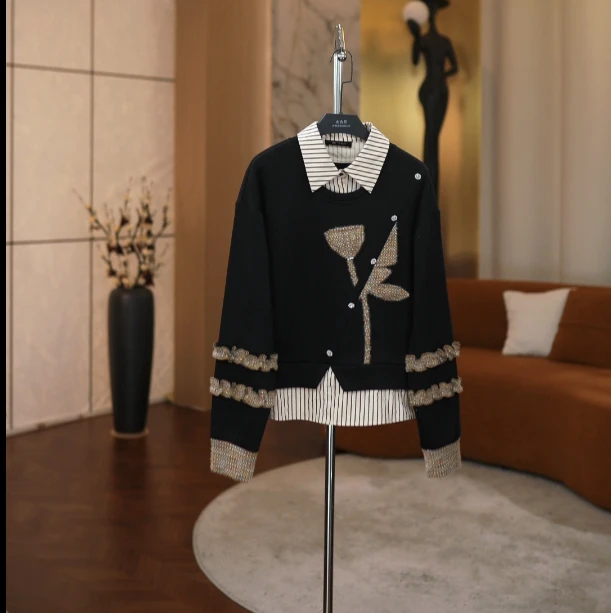 秋冬轻奢简约舒适感设计重工显瘦气质卫衣JT-A2090