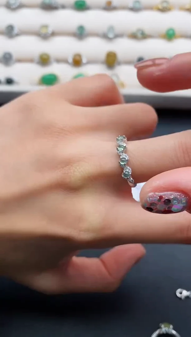 银S925镶嵌戒指翡翠22222222+6