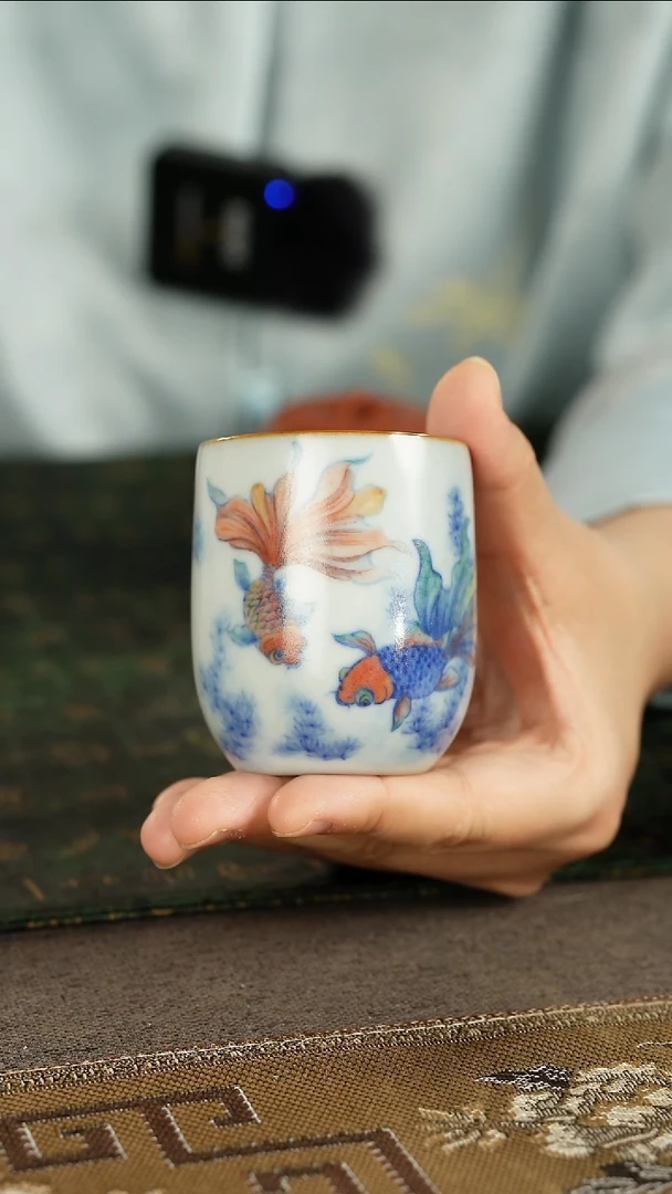 善窑厂汝窑月白双鱼闻香杯