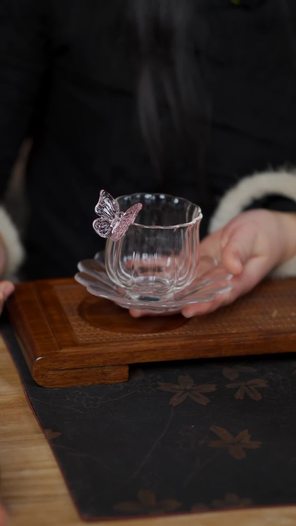 【闪购商品】蝴蝶莲花杯+大杯垫