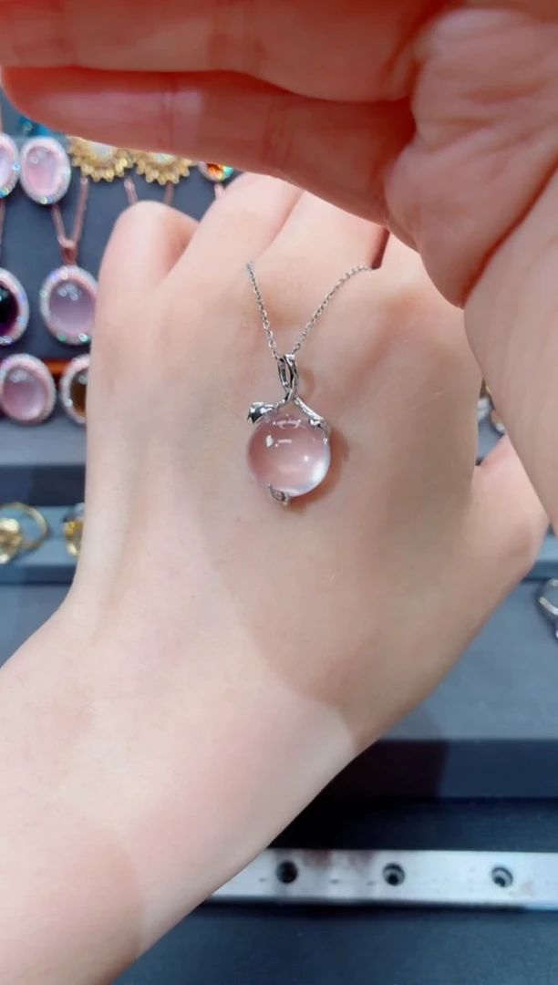 吊坠(赠链)银S925镶嵌芙蓉石芙蓉石吊坠