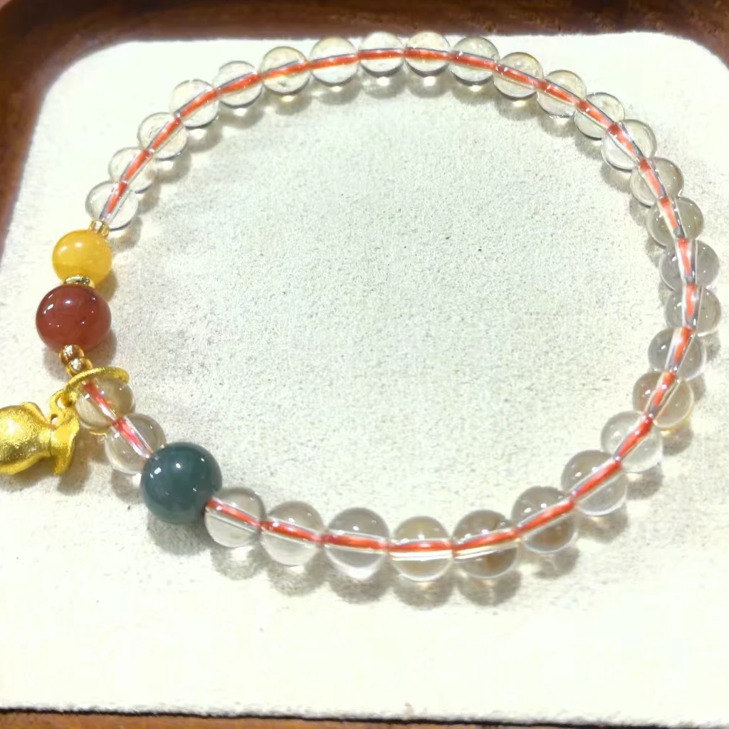 黄水晶配蜜蜡南红和田玉6mm手串 DZ 1067