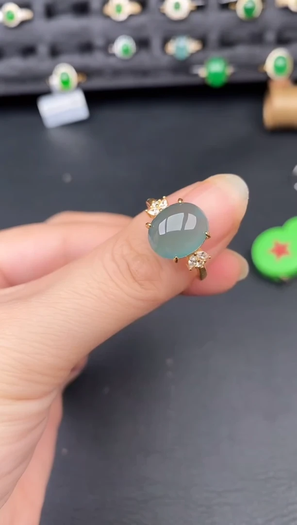 银S925镶嵌戒指翡翠天然a货翡翠101