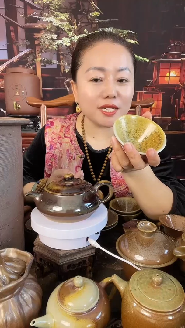 杯五色土柴烧儒陶小斗笠杯