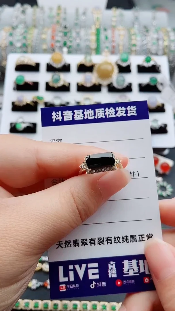 【闪购商品】翡翠戒指银S925镶嵌墨翠