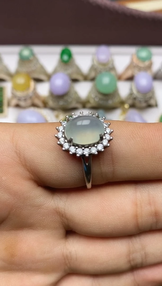 银S925镶嵌戒指翡翠/0047