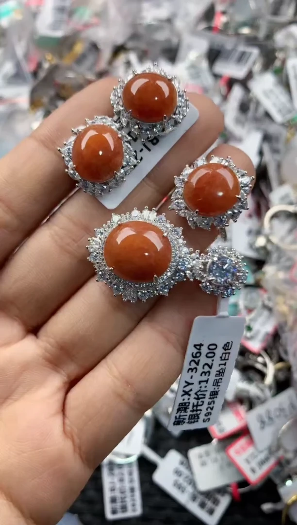 银S925镶嵌戒指翡翠15-15-15       2