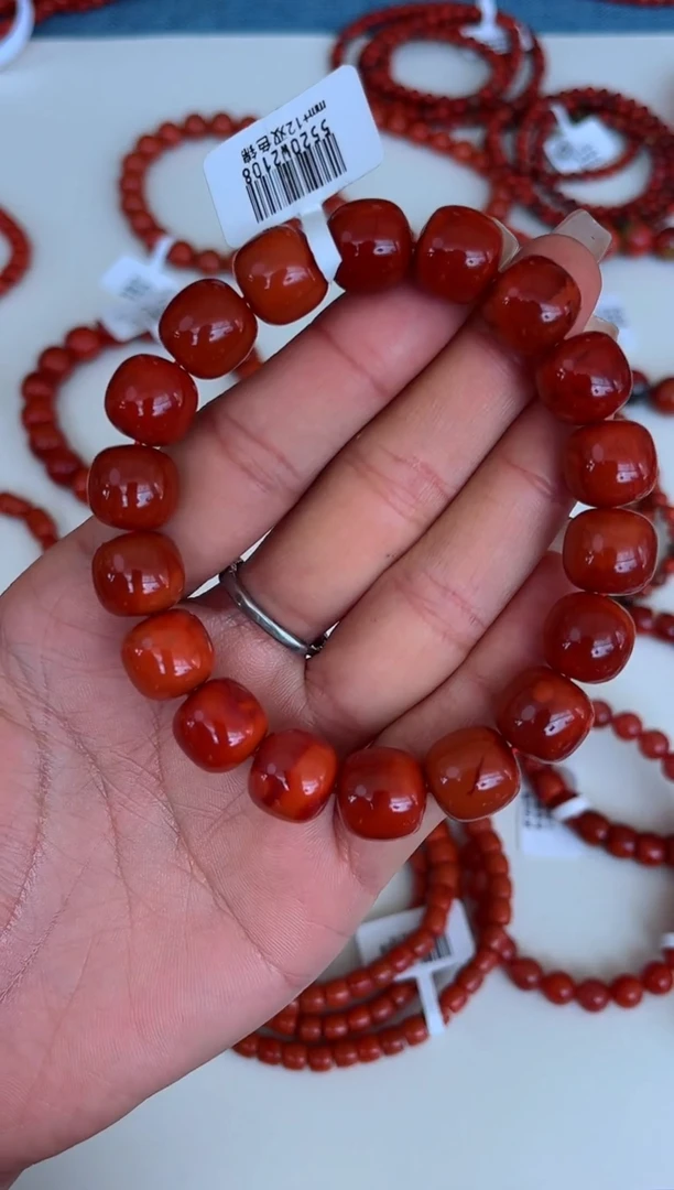 手链未镶嵌南红玛瑙12mm双色锦单圈A33