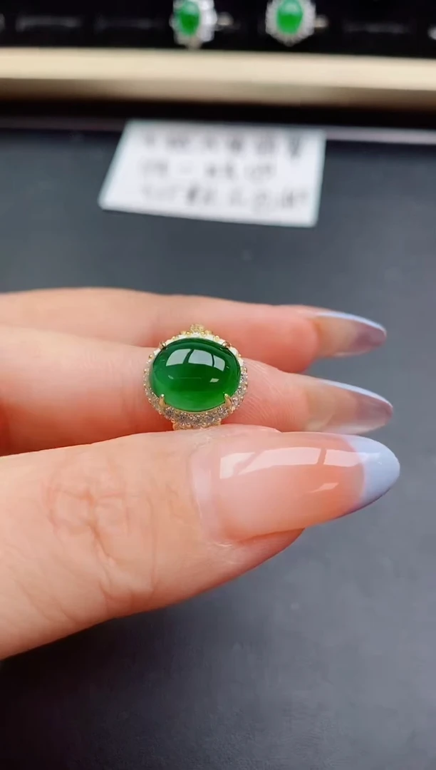 翡翠戒指银S925镶嵌085000