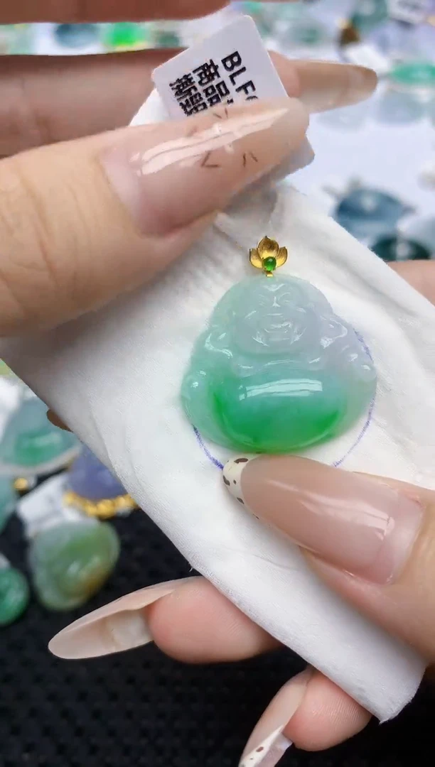 翡翠18K金镶嵌颈饰423   天然翡翠A货