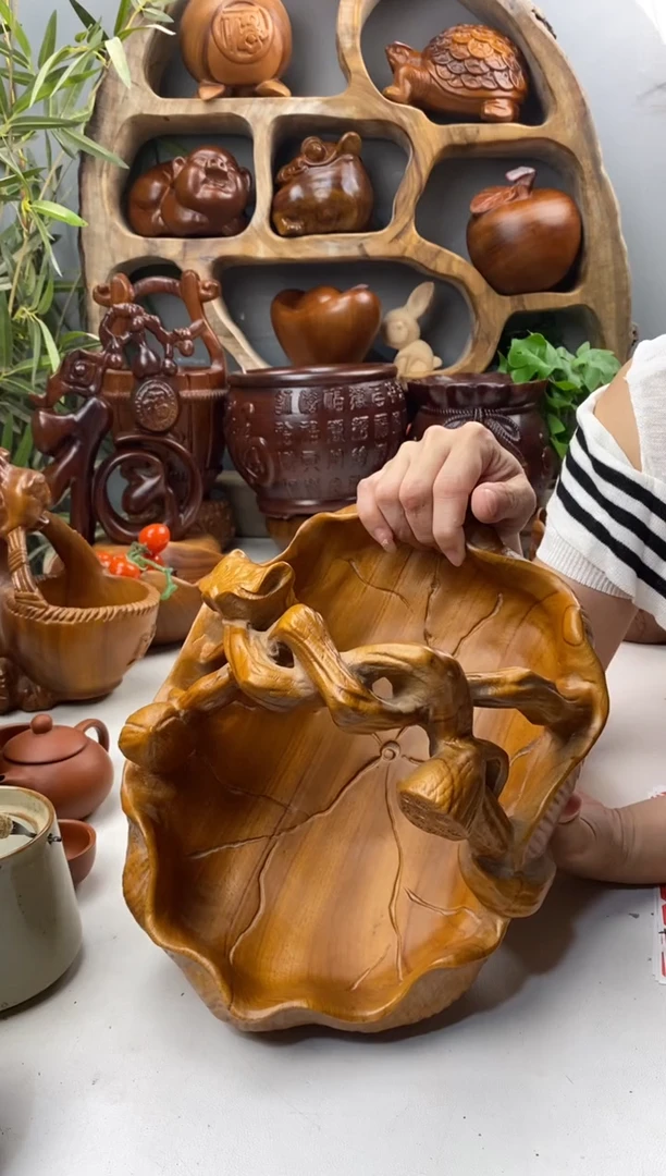 香樟木A48荷叶提篮/尺寸