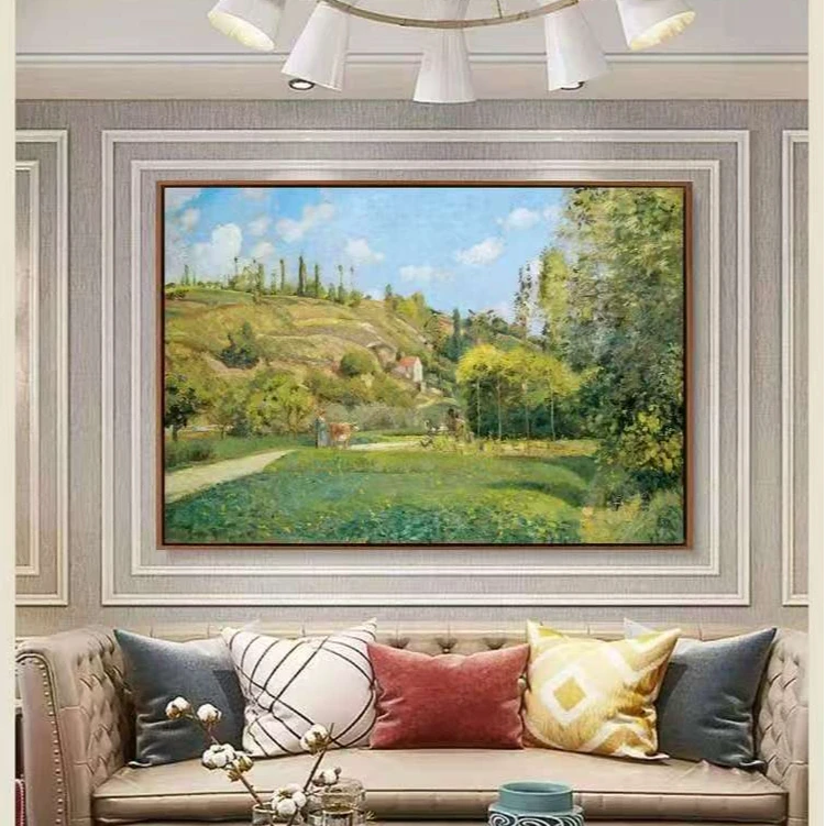 毕沙罗《春天的郊野》客厅餐厅沙发背景墙现代欧式装饰画