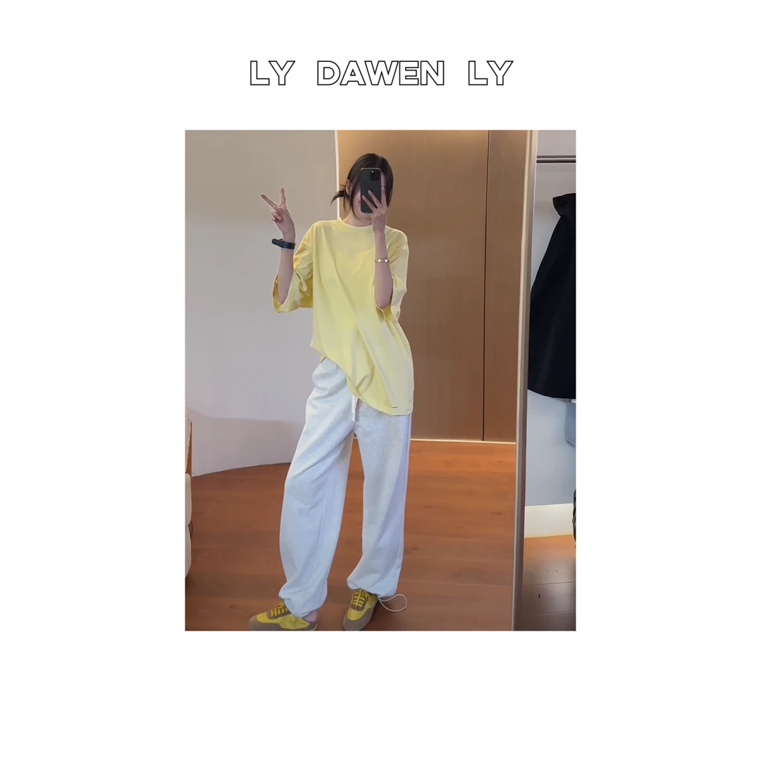 DAWEN  | 极简松紧抽绳两穿休闲百搭直筒卫裤 M111#