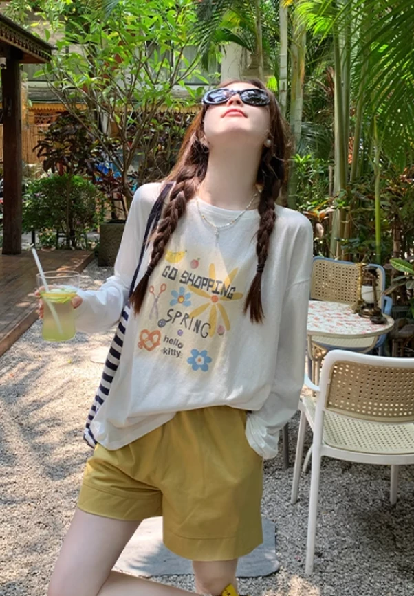 【嘉人有约】防晒衫女夏季薄款2025年新款白色宽松休闲长袖t恤上衣