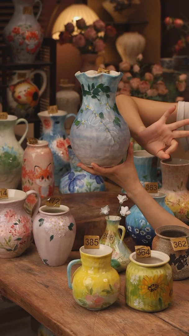 陶瓷377景德镇设计师手作花器摆件侘寂风