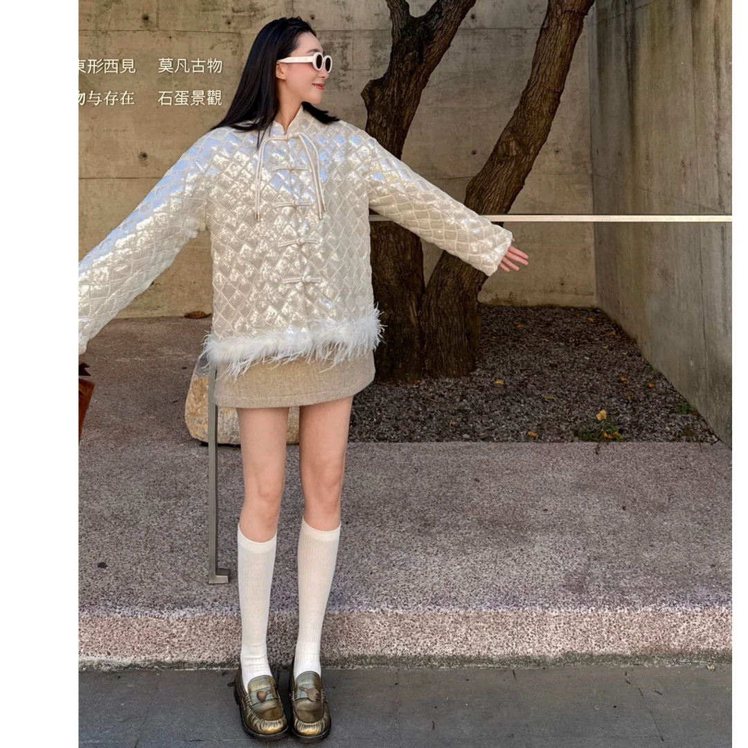 菱格珠片外套24年秋冬款ODTD24AW0181——3890