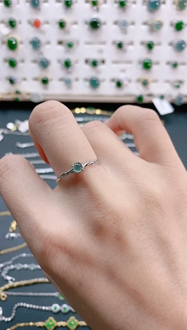 【闪购商品】翡翠戒指银S925镶嵌天然翡翠