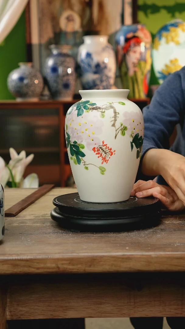 瓷片 景德镇纯手工釉下彩精品花瓶