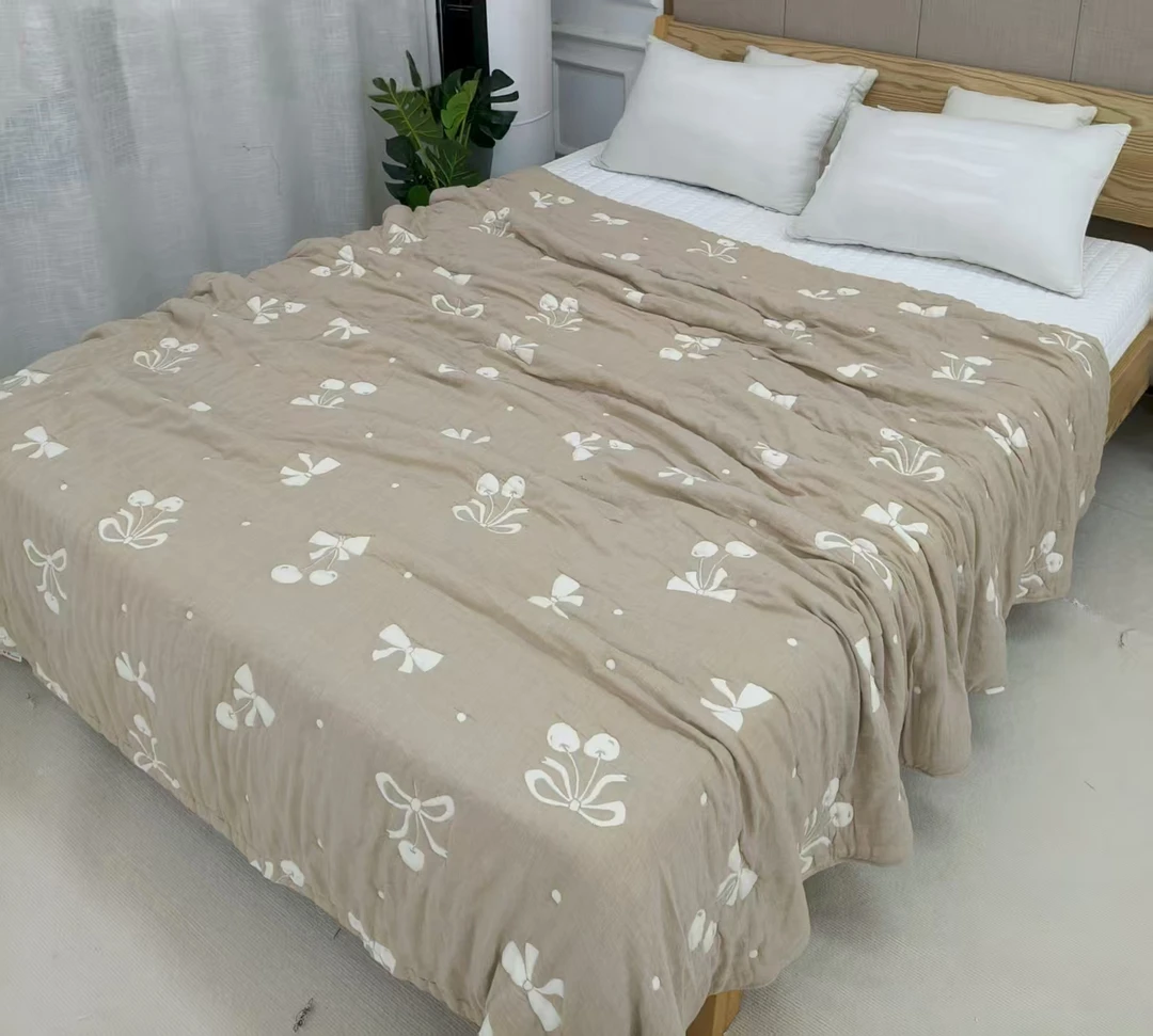 【樱桃】全棉纱布200*230cm亲肤柔软细纱多功能纱布被
