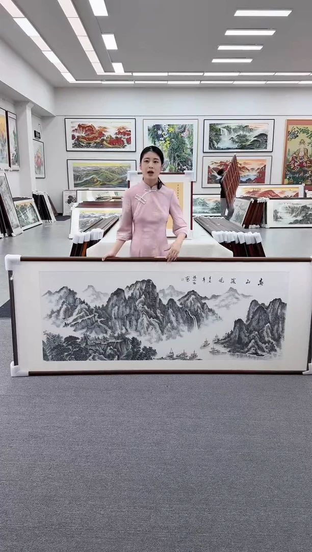 国画手绘  水墨山水   219*88
