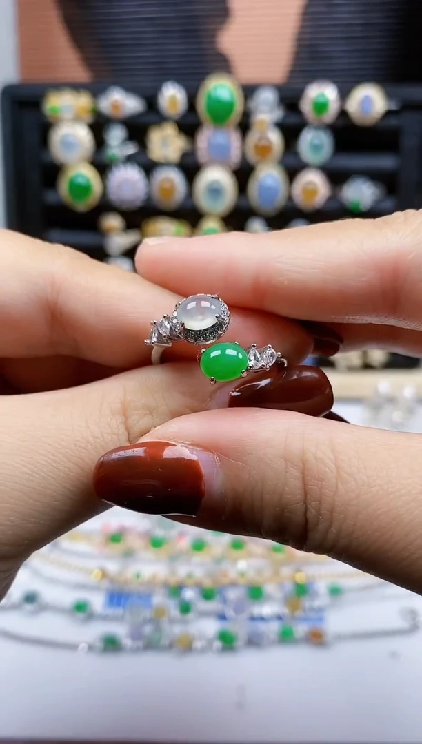 银S925镶嵌戒指翡翠323