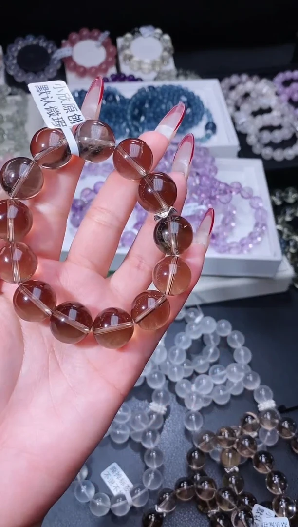 【闪购商品】水晶手链合金120.8茶晶手串 多样性发其一