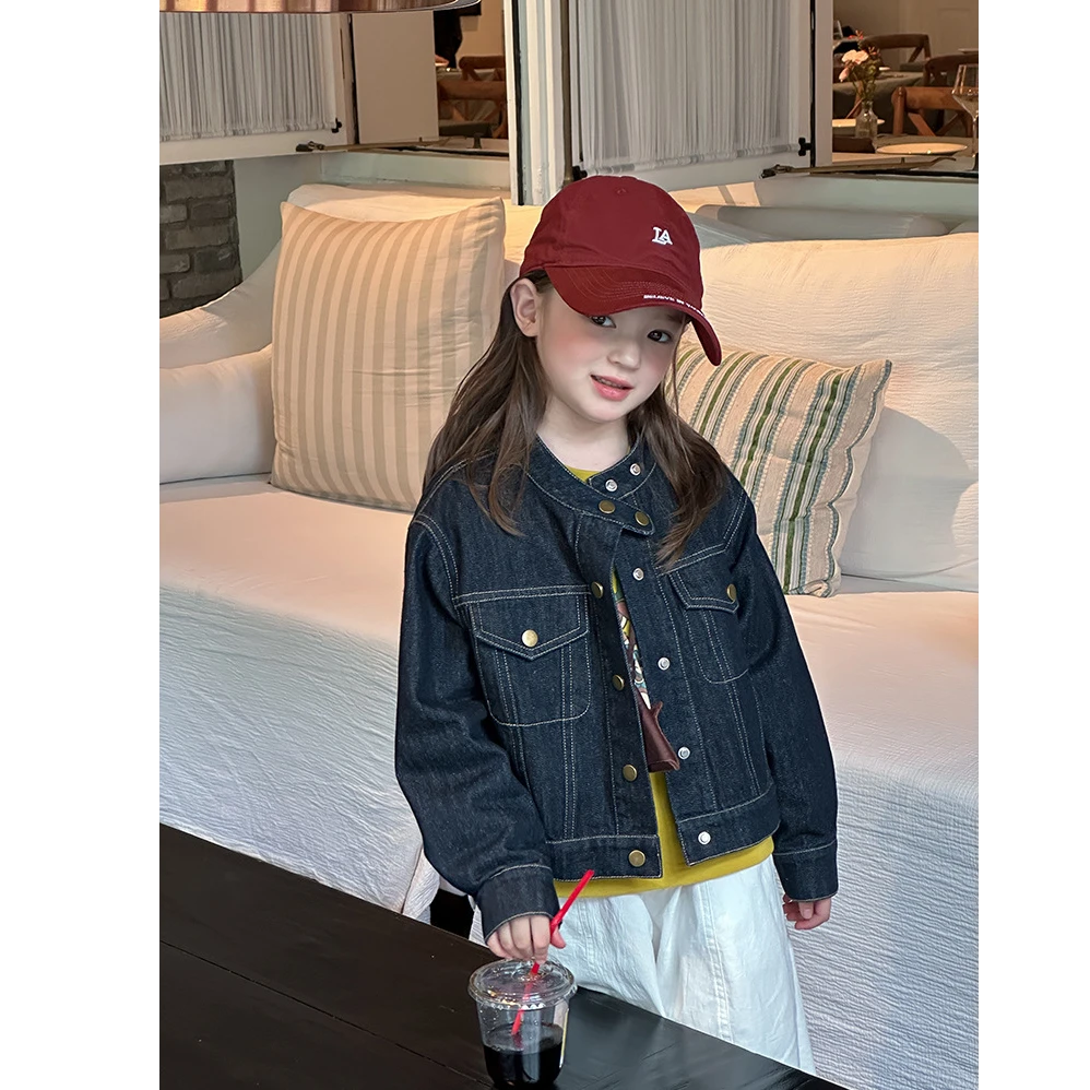 【秋款】儿童洋气休闲男女童帅气立领牛仔夹克外套上衣25F008