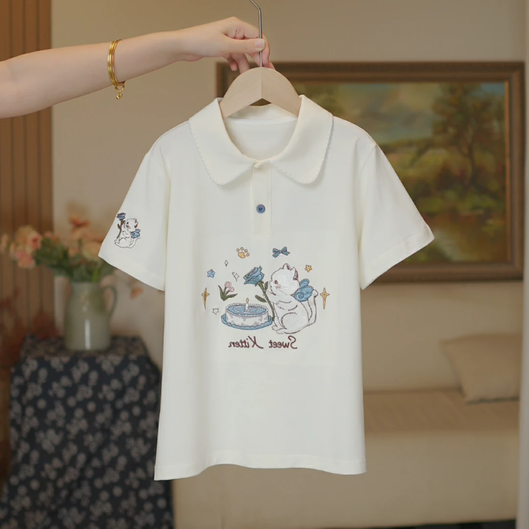 女童POLO衫短袖T恤百搭打底衫t时尚休闲儿童中大童上衣韩版小女孩