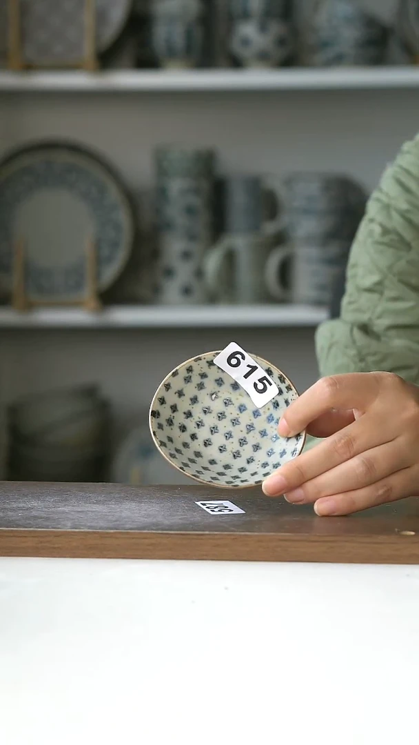 陶瓷615瑕粗陶十字绣蘸料碟9@7-10@