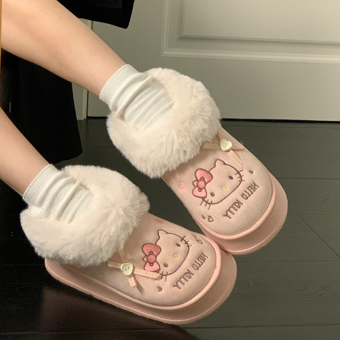 【kitty勃肯鞋】加绒舒适保暖2025百搭锁温柔软室内防滑保温棉拖鞋