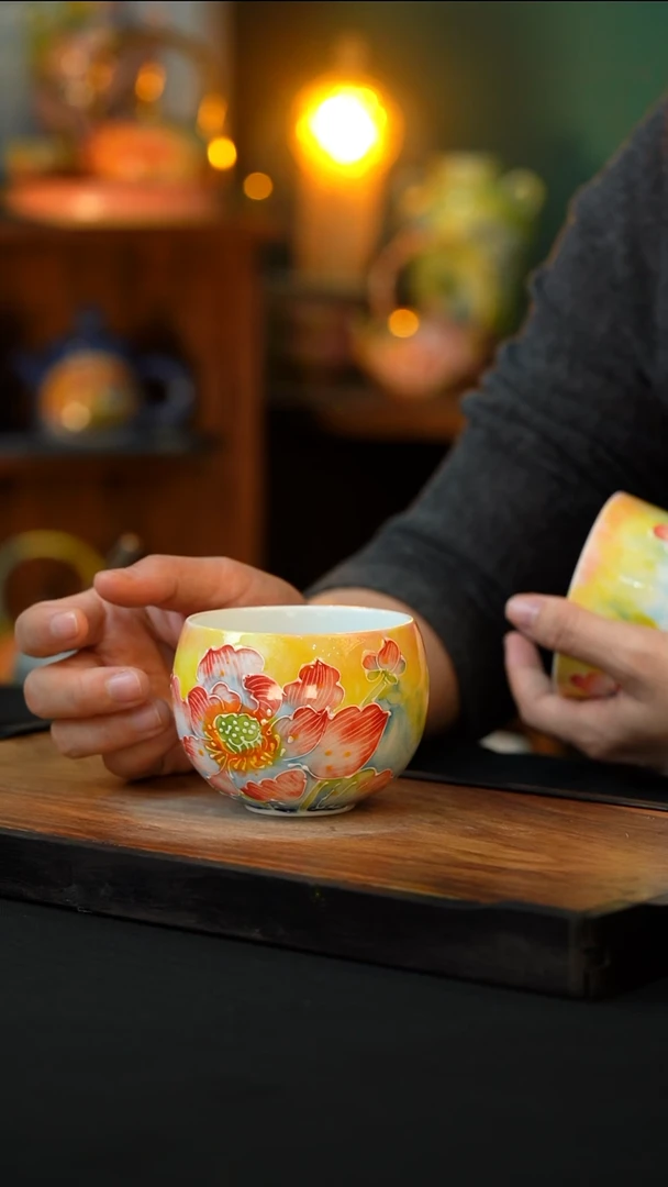 杯手绘心瓷陶瓷浮力