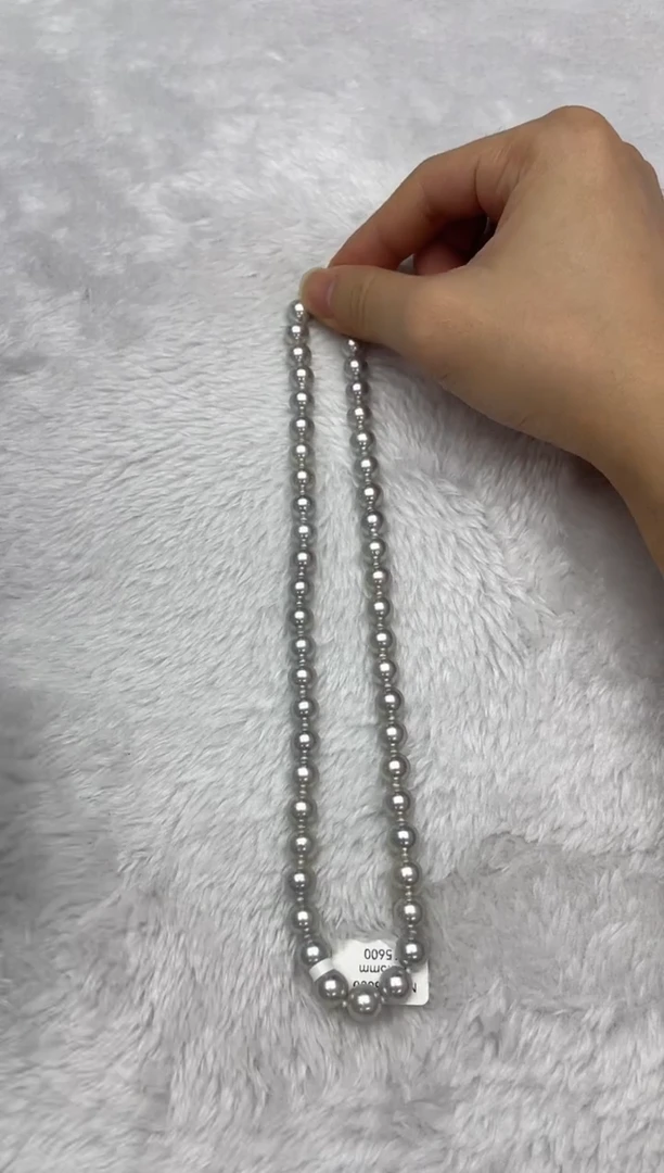 项链银S925镶嵌海水珍珠AK真多麻8-8.5mm