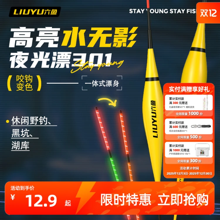 六鱼鲢鳙大物高亮一体夜光漂日夜两用咬钩变色钓鱼用具钓鱼装备