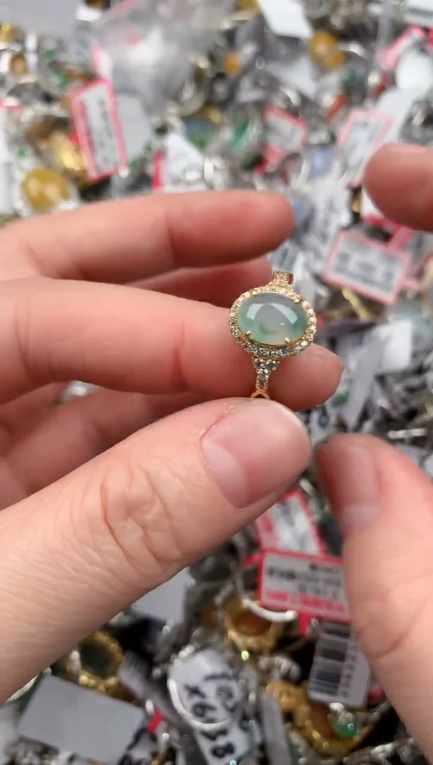 银S925镶嵌戒指翡翠777                9