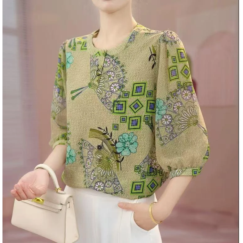 X[高品质]气质优雅时尚碎花衬衫#2138-45