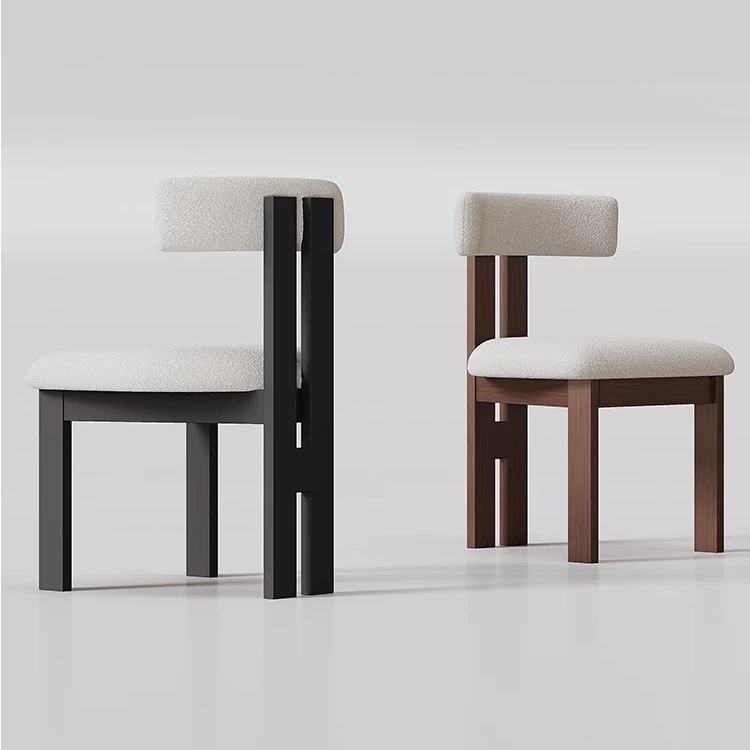 法式全实木餐椅家用餐厅现代简约餐桌椅中古风设计师靠背餐椅子