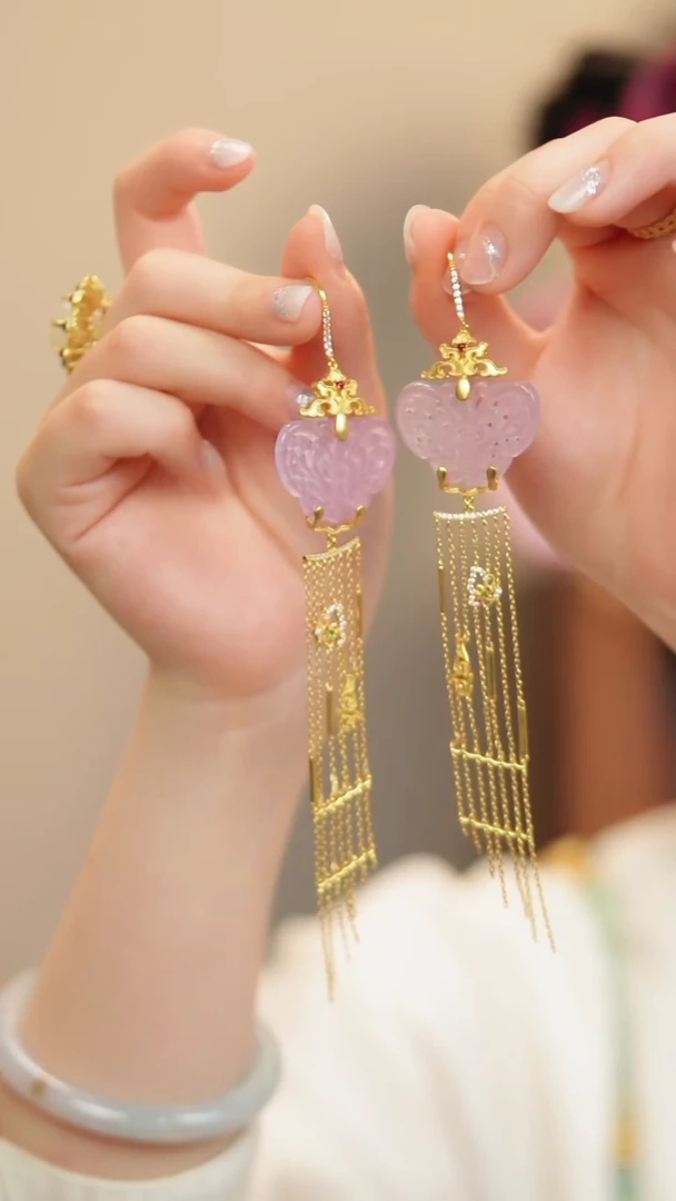 925银无蝴蝶流苏耳饰